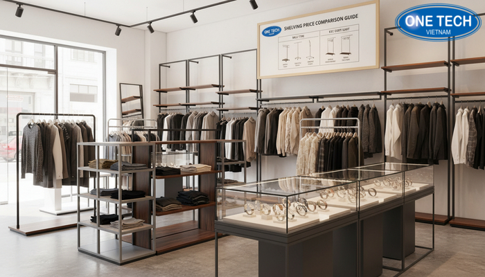 Bảng giá kệ shop thời trang Bảng giá kệ shop thời trang minh họa dễ so sánh