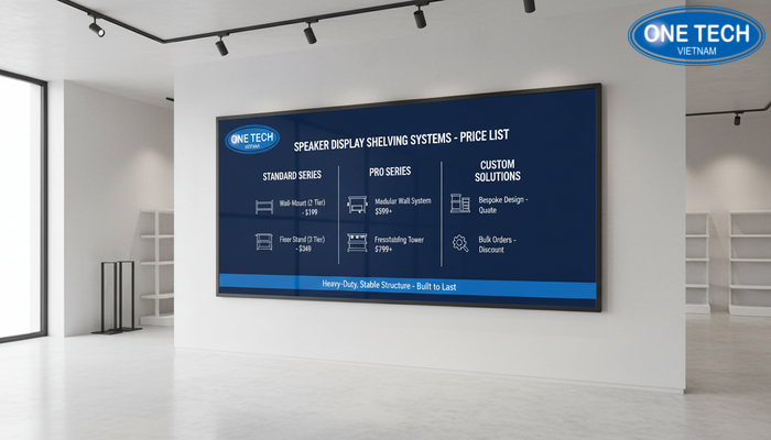 Bảng giá minh họa các dòng kệ trưng bày loa theo nhu cầu