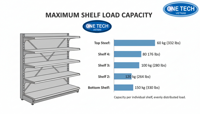 Chỉ tiêu chịu lực tầng kệ Biểu đồ minh họa tiêu chí chịu lực theo tầng kệ trưng bày mì tôm