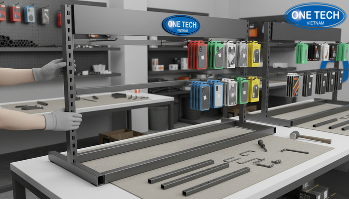 Hướng dẫn lắp kệ treo phụ kiện điện thoại Minh họa từng bước lắp đặt kệ treo móc phụ kiện điện thoại