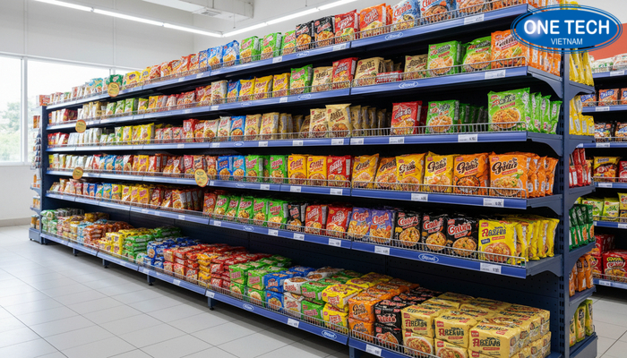 Cân đối hàng trên kệ trưng bày Minh họa cân đối số lượng hàng trên kệ để tránh thiếu hoặc quá tải