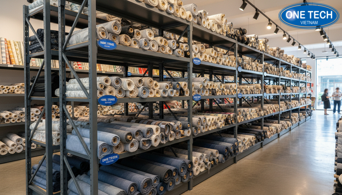 Cách sắp xếp vải trên kệ theo tải trọng và tần suất bán, đảm bảo dễ lấy và tránh hư hỏng