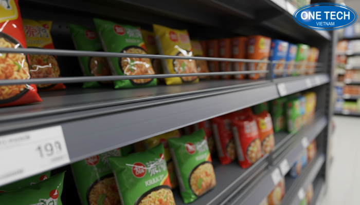 Chất liệu thép sơn tĩnh điện Bề mặt thép sơn tĩnh điện dùng cho kệ trưng bày mì tôm