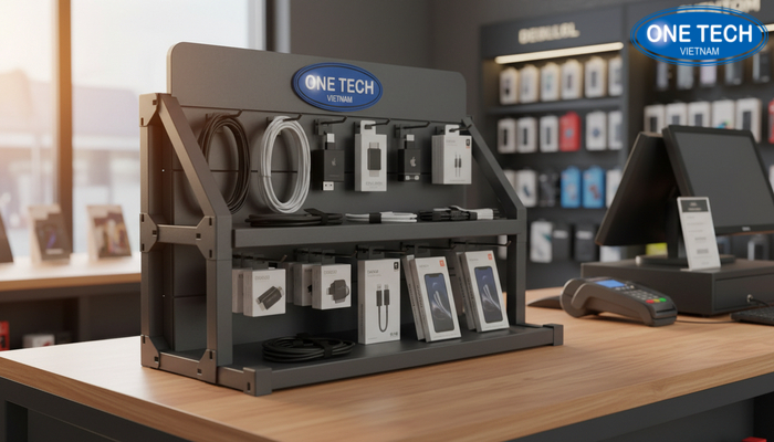 Kệ để bàn phụ kiện điện thoại Kệ để bàn trưng bày phụ kiện điện thoại bán kèm tại quầy