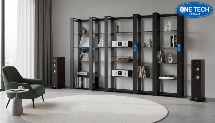 Kệ modul linh hoạt trưng bày loa amply theo không gian