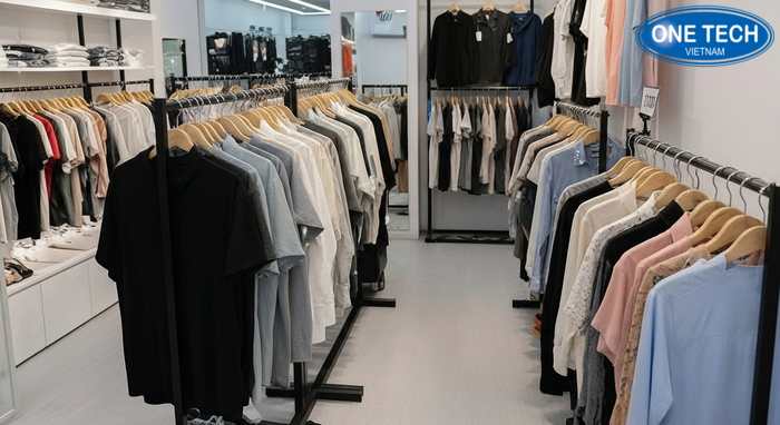 Kệ treo quần áo trong shop thời trang Mẫu kệ treo quần áo trong shop thời trang