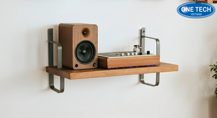 Kệ treo tường để loa Bluetooth và amply mini