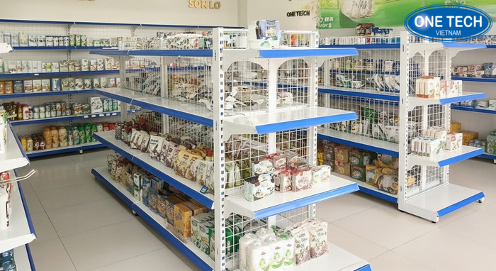 Mẫu kệ trưng bày hàng tạp hóa đa năng giúp tối ưu không gian cửa hàng