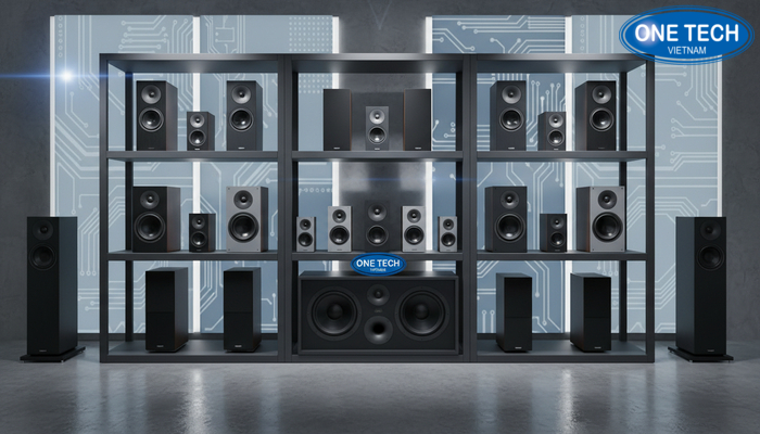 Kệ trưng bày loa cho showroom thiết bị âm thanh