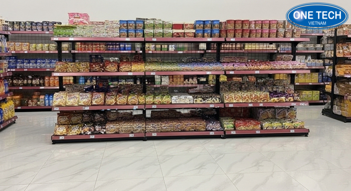 Kệ trưng bày mì tôm OneTech Mẫu kệ trưng bày mì tôm do OneTech cung cấp