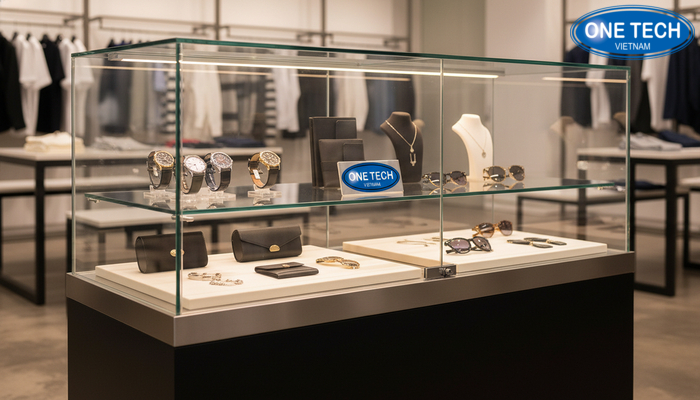 Tủ kính trưng bày boutique Tủ kính trưng bày phụ kiện và sản phẩm cao cấp
