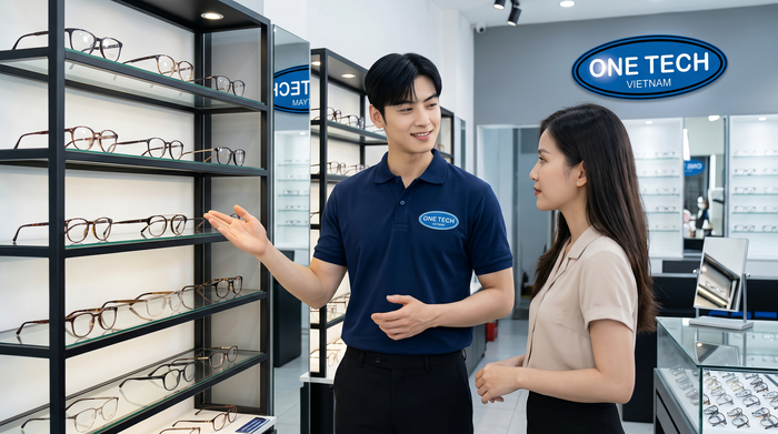 OneTech tư vấn kệ trưng bày kính mắt Tư vấn chọn kệ trưng bày mắt kính theo diện tích và phong cách shop