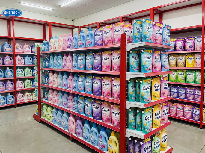 Các loại giá kệ trưng bày nước xả vải phổ biến tại Đồng Tháp